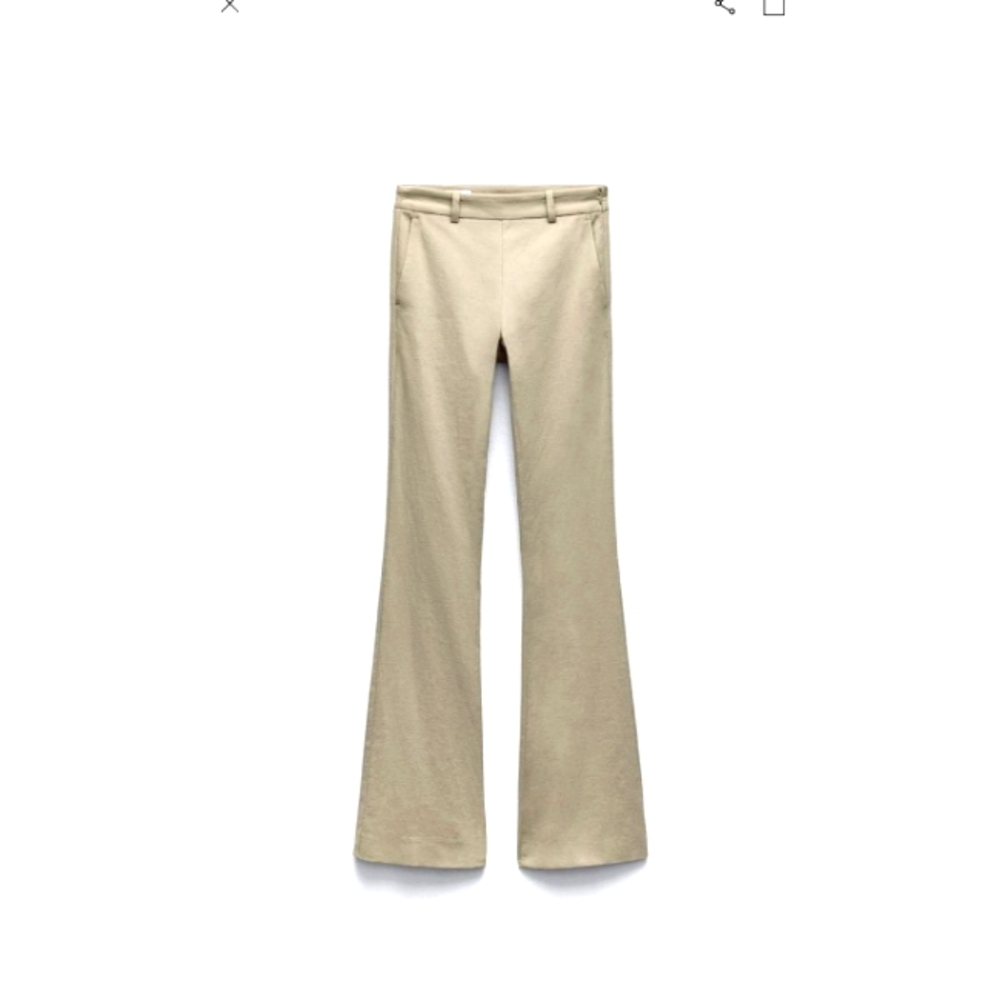 ZARA BEIGE FLARED PANTS WITH TWO FRONT INSIDE POCKETS AND TWO OUTSIDE POCKETS